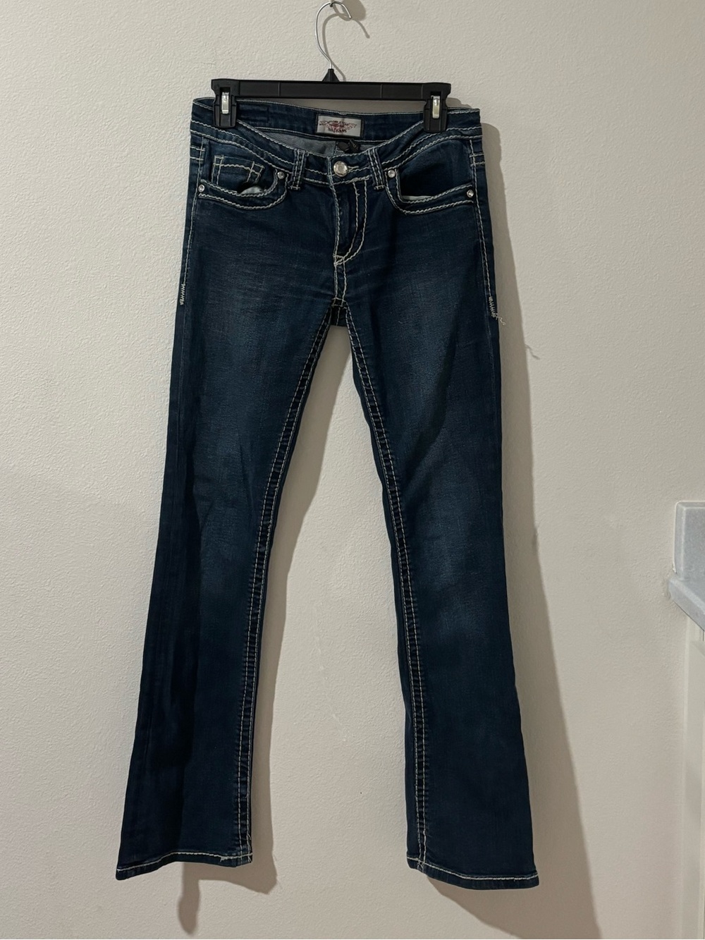 Iris Dark Indigo Bootcut Jeans with Contrast Stitching -